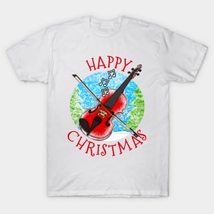 Christmas Violin Violinist String Musician Xmas 2022 T-Shirt